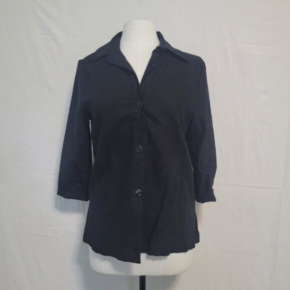 Frankie & Missy Button Front Roll-Up Sleeve Linen Blend Shirt Size L - Picture 1 of 13